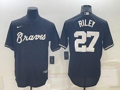 Men's Atlanta Braves #27 Austin Riley Black Turn Back The Clock Stitched Cool Base Jersey