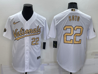 Men's Washington Nationals #22 Juan Soto Number White 2022 All Star Stitched Cool Base Nike Jersey