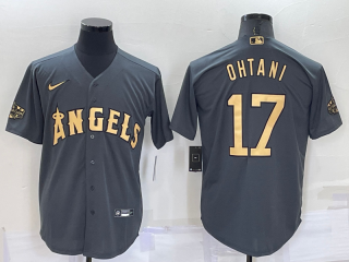 Men's Los Angeles Angels #17 Shohei Ohtani Grey 2022 All Star Stitched Cool Base Nike Jersey