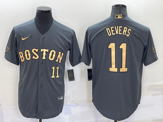 Men's Boston Red Sox #11 Rafael Devers Number Grey 2022 All Star Stitched Cool Base Nike Jersey