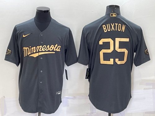 Men's Minnesota Twins #25 Byron Buxton Grey 2022 All Star Stitched Cool Base Nike Jersey