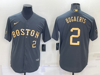 Men's Boston Red Sox #2 Xander Bogaerts Number Grey 2022 All Star Stitched Cool Base Nike Jersey