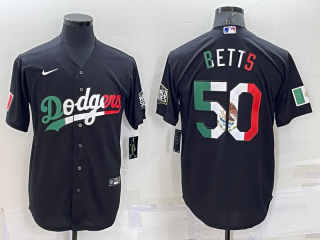 Men's Los Angeles Dodgers #50 Mookie Betts Mexico Black Cool Base Stitched Baseball Jersey