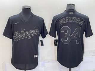 Men's Los Angeles Dodgers #34 Fernando Valenzuela Black Pullover Turn Back The Clock Stitched Cool Base Jersey