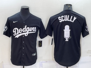 Men's Los Angeles Dodgers #67 Vin Scully Black Stitched MLB Cool Base Fashion Jersey