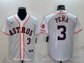 Men's Houston Astros #3 Jeremy Pena Number White With Patch Stitched MLB Cool Base Nike Jersey