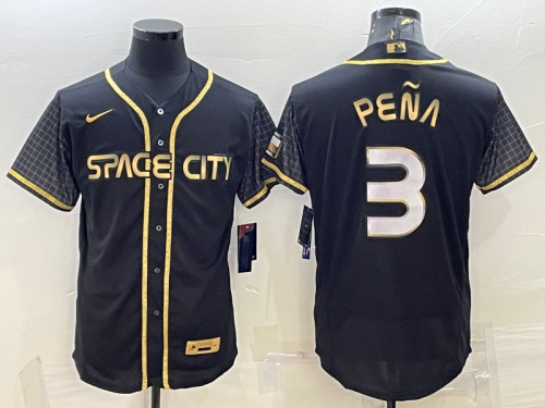 Men's Houston Astros #3 Jeremy Pena Black Gold Flex Base Stitched Jersey