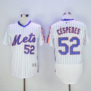 Men's New York Mets #52 Yoenis CéspedesWhite Pullover 2016 Flexbase Majestic Baseball Jersey