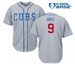 Men's Chicago Cubs #9 Javier Baez Gray Alternate Cool Base Jersey By Majestic