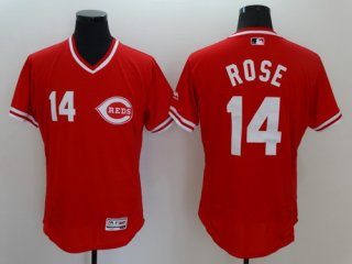 Men's Cincinnati Reds #14 Pete Rose Retired Red Pullover 2016 Flexbase Majestic Baseball Jersey