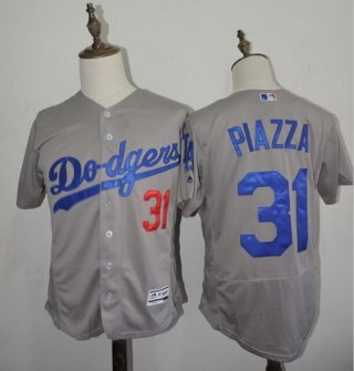 Men's Los Angeles Dodgers #31 Mike Piazza Retir Gray 2016 Flexbase Majestic Baseball Jersey