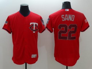 Men's Minnesota Twins #22 Miguel Sano Red Fashion Stars & Stripes 2016 Flexbase MLB Independence Day Jersey