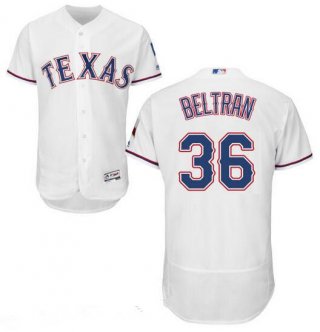 Men's Texas Rangers #36 Carlos Beltran White Home 2016 Flex Base Majestic Stitched MLB Jersey