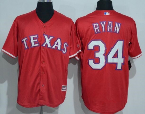 Men's Texas Rangers #34 Nolan Ryan Retired Red Stitched MLB Majestic Cool Base Jersey