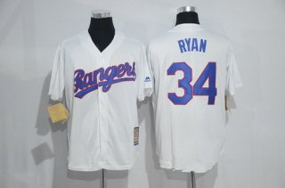 Men's Texas Rangers #34 Nolan Ryan White Stitched MLB 1986 Majestic Cool Base Cooperstown Collection Player Jersey