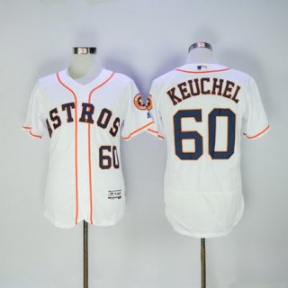 Men's Houston Astros #60 Dallas Keuchel White Home Stitched MLB 2016 Majestic Flex Base Jersey