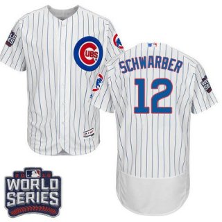 Cubs #12 Kyle Schwarber White Flexbase Authentic Collection 2016 World Series Bound Stitched MLB Jersey