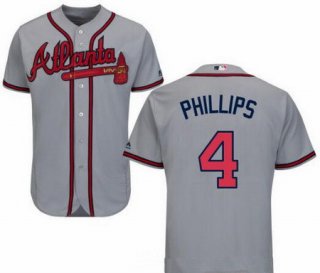 Men's Atlanta Braves #4 Brandon Phillips Gray Road Stitched MLB Majestic Cool Base Jersey