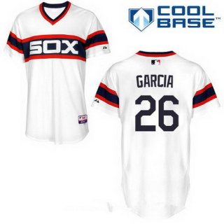 Men's Chicago White Sox #26 Avisail Garcia White Pullover Stitched MLB Majestic Cool Base Jersey