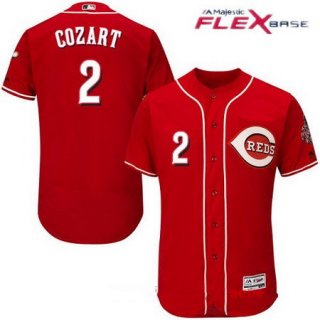 Men's Cincinnati Reds #2 Zack Cozart Red Stitched MLB Majestic Flex Base Jersey