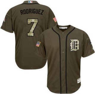 Men's Detroit Tigers #7 Ivan Rodriguez Retired Green Salute To Service Stitched MLB Majestic Cool Base Jersey