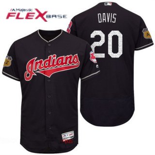 Men's Cleveland Indians #20 Rajai Davis Navy Blue 2017 Spring Training Stitched MLB Majestic Flex Base Jersey