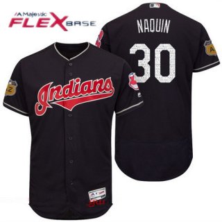 Men's Cleveland Indians #30 Tyler Naquin Navy Blue 2017 Spring Training Stitched MLB Majestic Flex Base Jersey