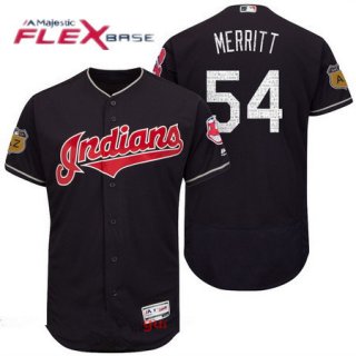 Men's Cleveland Indians #54 Ryan Merritt Navy Blue 2017 Spring Training Stitched MLB Majestic Flex Base Jersey