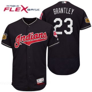 Men's Cleveland Indians #23 Michael Brantley Navy Blue 2017 Spring Training Stitched MLB Majestic Flex Base Jersey