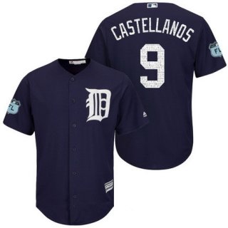 Men's Detroit Tigers #9 Nick Castellanos Navy Blue 2017 Spring Training Stitched MLB Majestic Cool Base Jersey