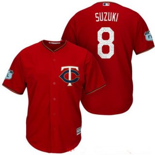 Men's Minnesota Twins #8 Kurt Suzuki Red 2017 Spring Training Stitched MLB Majestic Cool Base Jersey