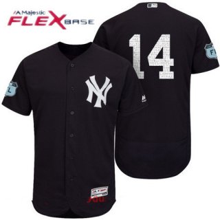 Men's New York Yankees #14 Starlin Castro Navy Blue 2017 Spring Training Stitched MLB Majestic Flex Base Jersey