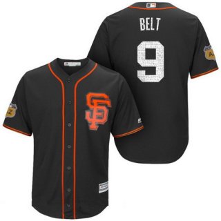 Men's San Francisco Giants #9 Brandon Belt Black 2017 Spring Training Stitched MLB Majestic Cool Base Jersey