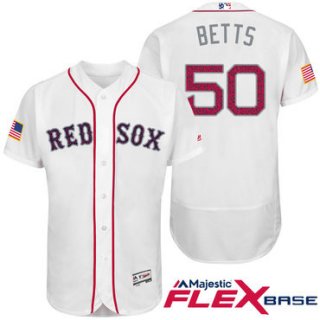 Men's Boston Red Sox #50 Mookie Betts White Stars & Stripes Fashion Independence Day Stitched MLB Majestic Flex Base Jersey