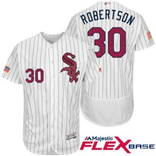 Men's Chicago White Sox #30 David Robertson White Stars & Stripes Fashion Independence Day Stitched MLB Majestic Flex Base Jersey