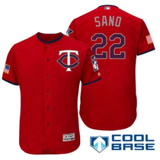 Men's Minnesota Twins #22 Miguel Sano Red Stars & Stripes Fashion Independence Day Stitched MLB Majestic Cool Base Jersey