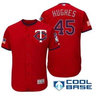 Men's Minnesota Twins #45 Phil Hughes Red Stars & Stripes Fashion Independence Day Stitched MLB Majestic Cool Base Jersey