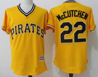 Men's Pittsburgh Pirates #22 Andrew McCutchen Yellow Stitched MLB Majestic Cool Base Jersey