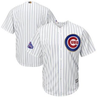 Men's Chicago Cubs Blank White World Series Champions Gold Stitched MLB Majestic 2017 Cool Base Jersey