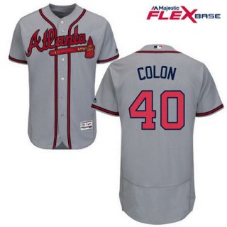 Men's Atlanta Braves #40 Bartolo Colon Gray Road Stitched MLB Majestic Flex Base Jersey