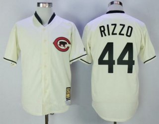 Men's Chicago Cubs #44 Anthony Rizzo Cream Turn Back the Clock Stitched MLB Majestic Cooperstown Collection Jersey