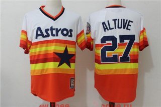 Men's Houston Astros #27 Jose Altuve Orange Rainbow Cooperstown Stitched MLB Majestic Cool Base Jersey