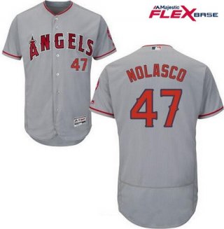 Men's Los Angeles Angels of Anaheim #47 Ricky Nolasco Gray Road Stitched MLB Majestic Flex Base Jersey