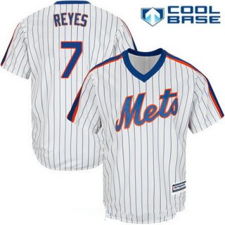 Men's New York Mets #7 Jose Reyes White Pullover Stitched MLB Majestic Cool Base Jersey