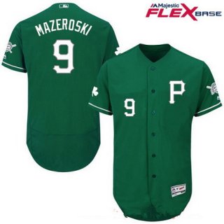 Men's Pittsburgh Pirates #9 Bill Mazeroski Green St. Patrick's Day Stitched MLB 2016 Majestic Flex Base Jersey