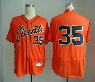 Men's San Francisco Giants #35 Brandon Crawford No Name Orange Stitched MLB Majestic Flex Base Jersey