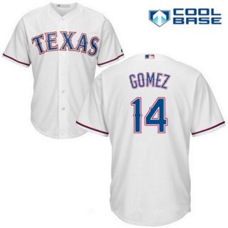 Men's Texas Rangers #14 Carlos Gomez White Home Stitched MLB Majestic Cool Base Jersey