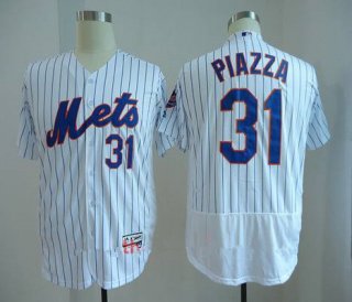 Men's New York Mets #31 Mike Piazza Retired White Stitched MLB Majestic Flex Base Jersey