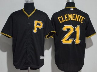 Men's Pittsburgh Pirates #21 Roberto Clemente Retired Black Stitched MLB Majestic Cool Base Jersey