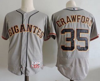 Men's San Francisco Giants #35 Brandon Crawford Gray Gigantes Stitched MLB Majestic Flex Base Jersey